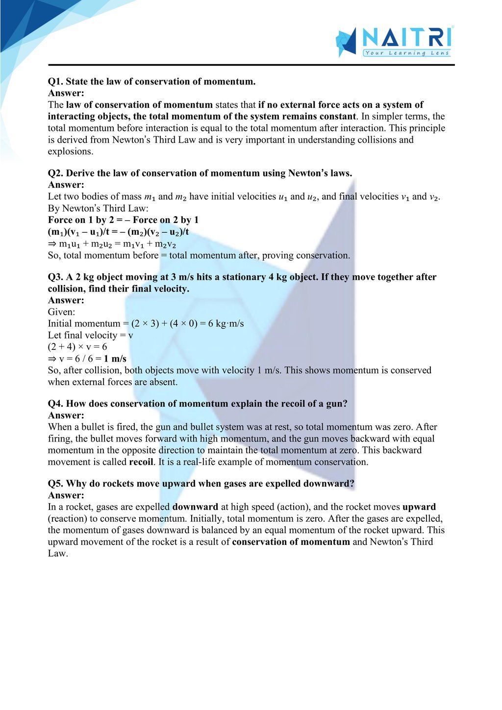 Mp Board solutions for class 9 science chapter 8 - Force and Laws of Motion part 5