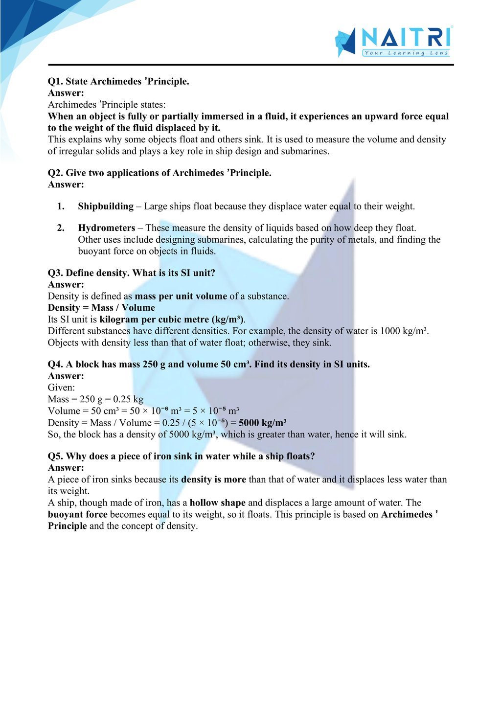 Mp Board solutions for class 9 science chapter 9 - Gravitation part 5