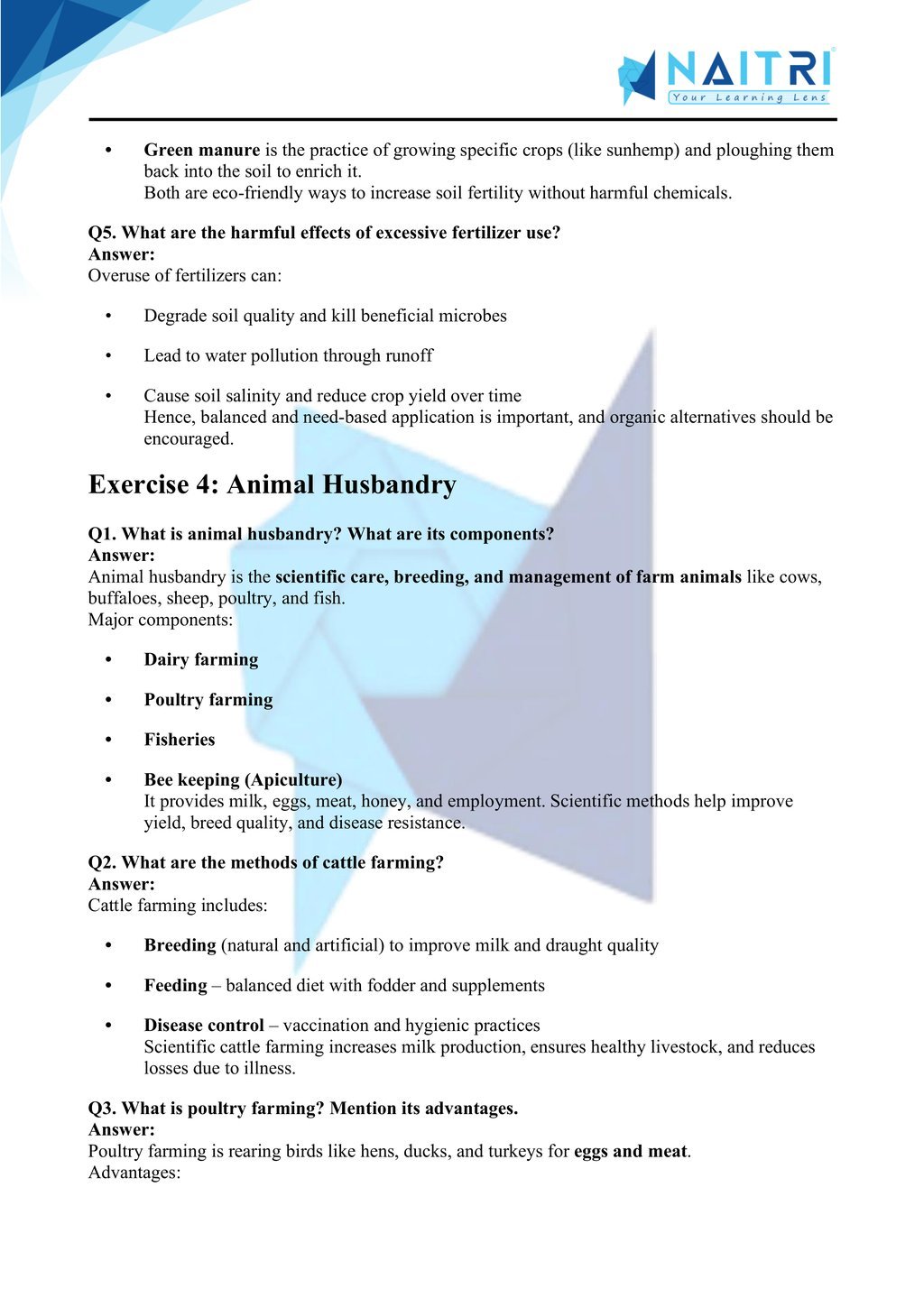 Mp Board solutions for class 9 science chapter 12 - Improvement in Food Resources part 5