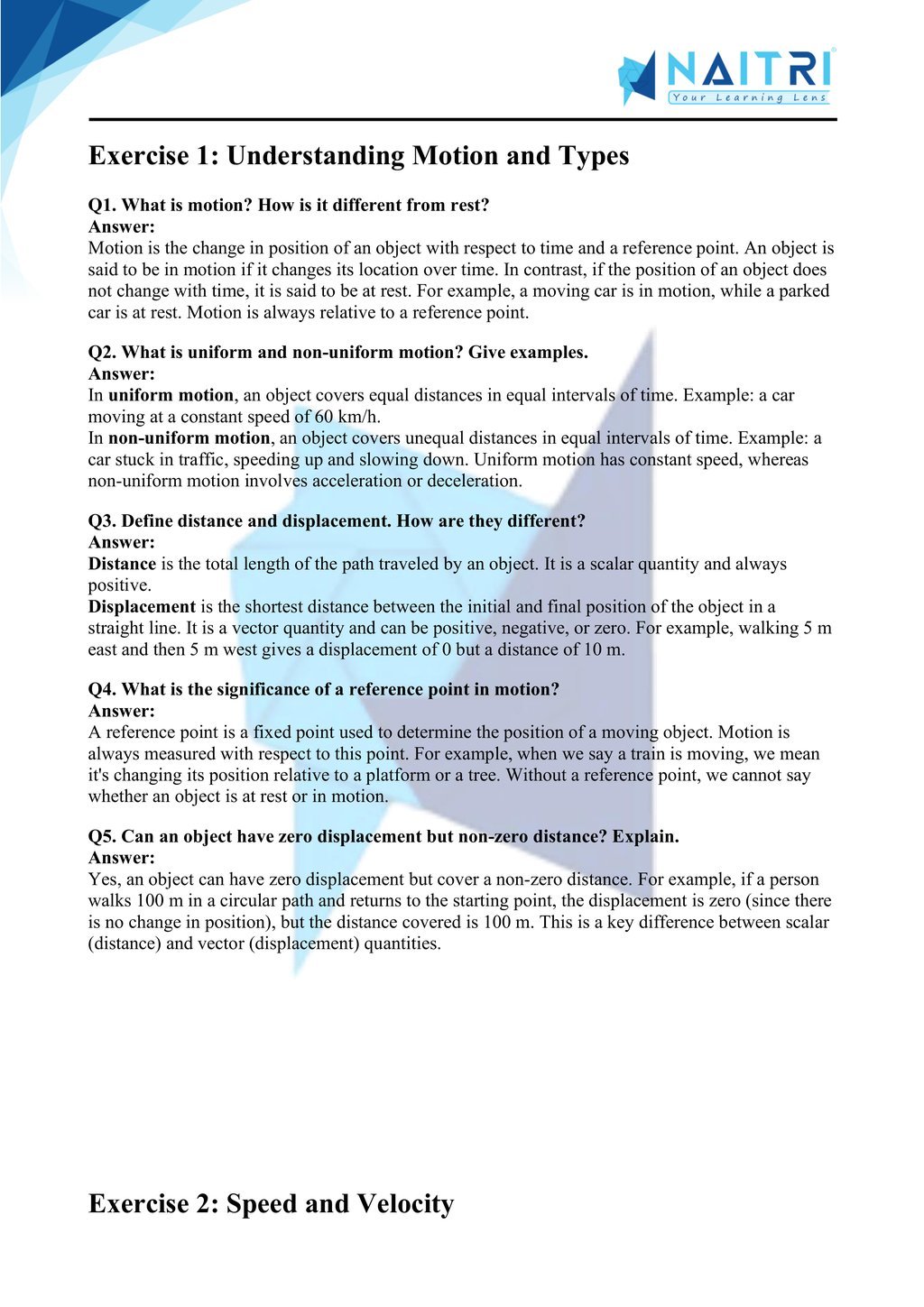 Mp Board solutions for class 9 science chapter 7 - Motion part 1