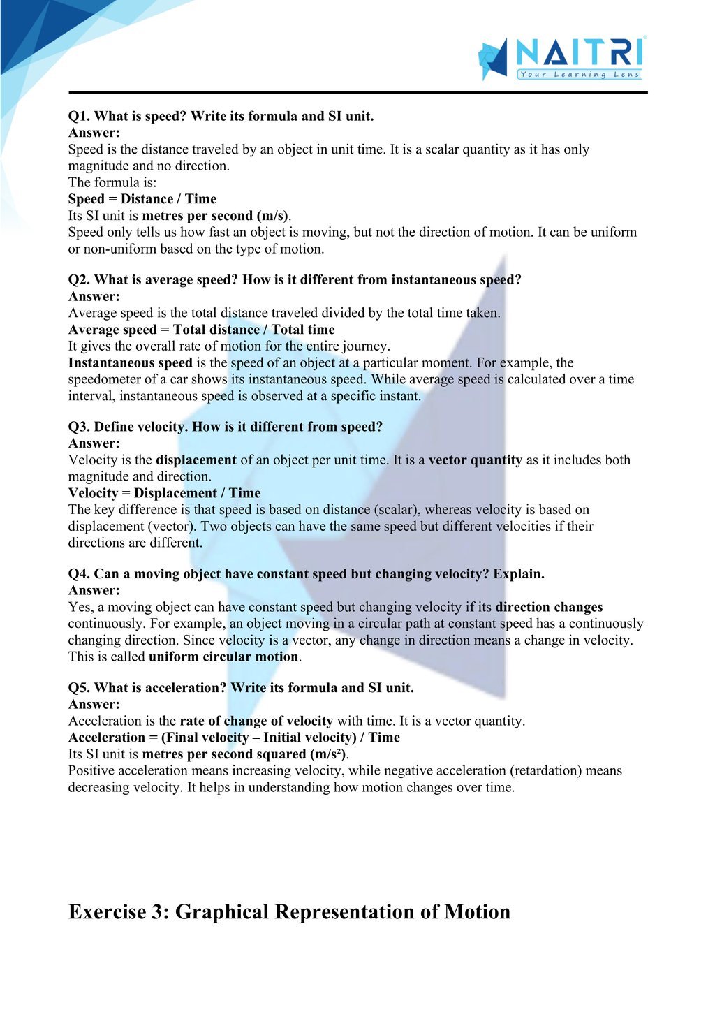 Mp Board solutions for class 9 science chapter 7 - Motion part 2