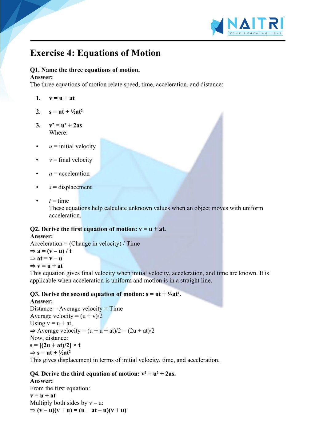 Mp Board solutions for class 9 science chapter 7 - Motion part 4