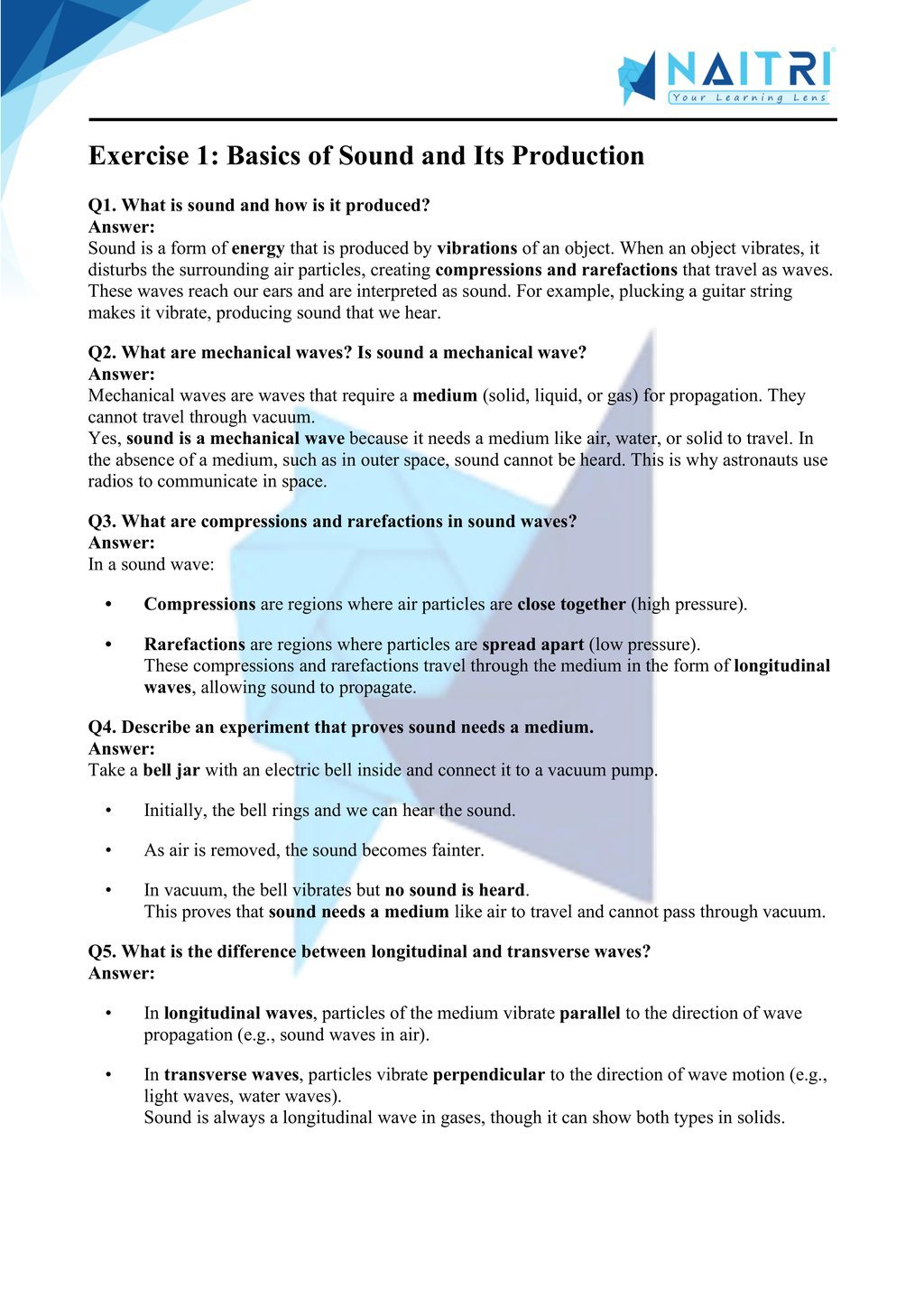 Mp Board solutions for class 9 science chapter 11 - Sound part 1