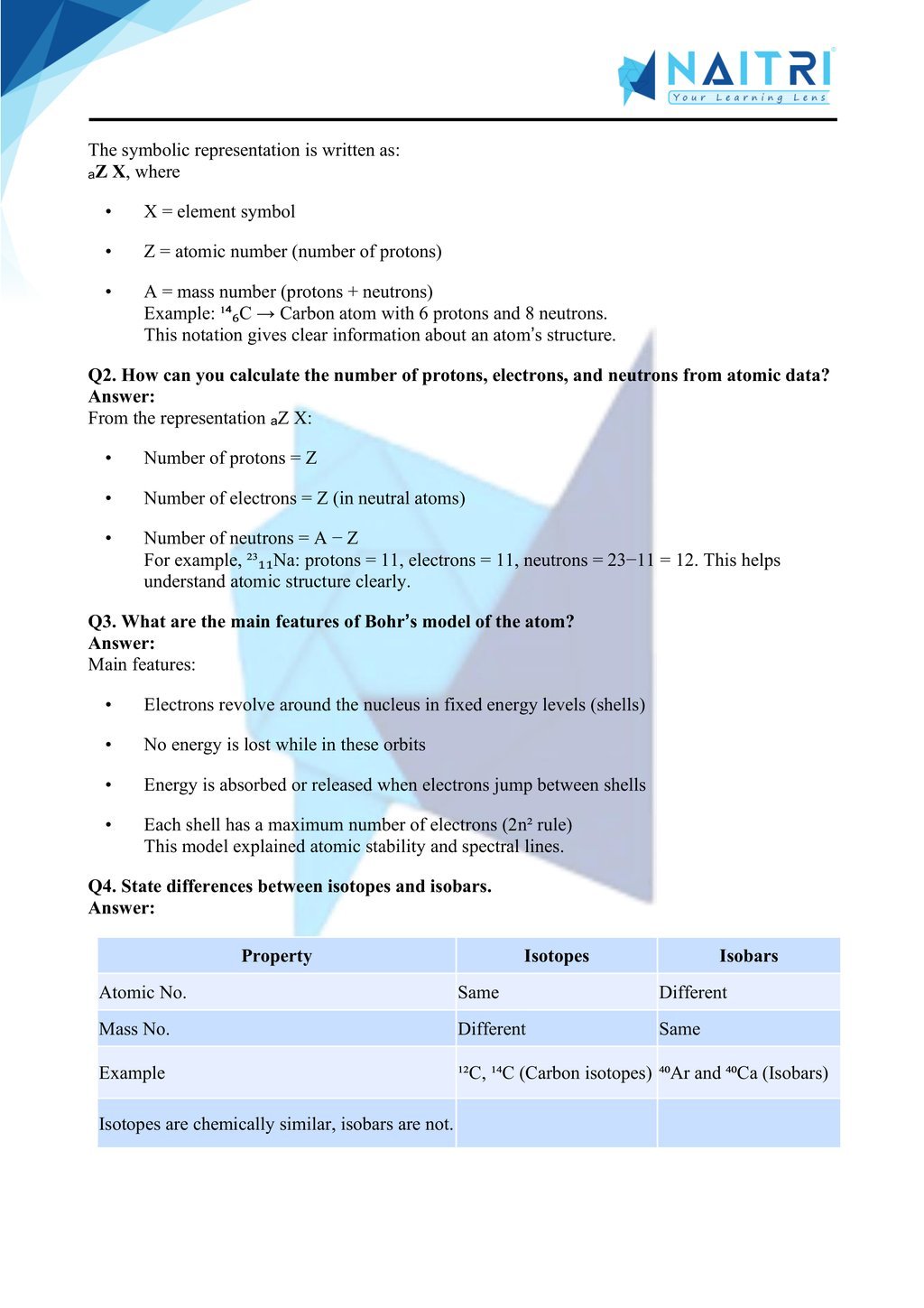 Mp Board solutions for class 9 science chapter 4 - Structure of the Atom part 5