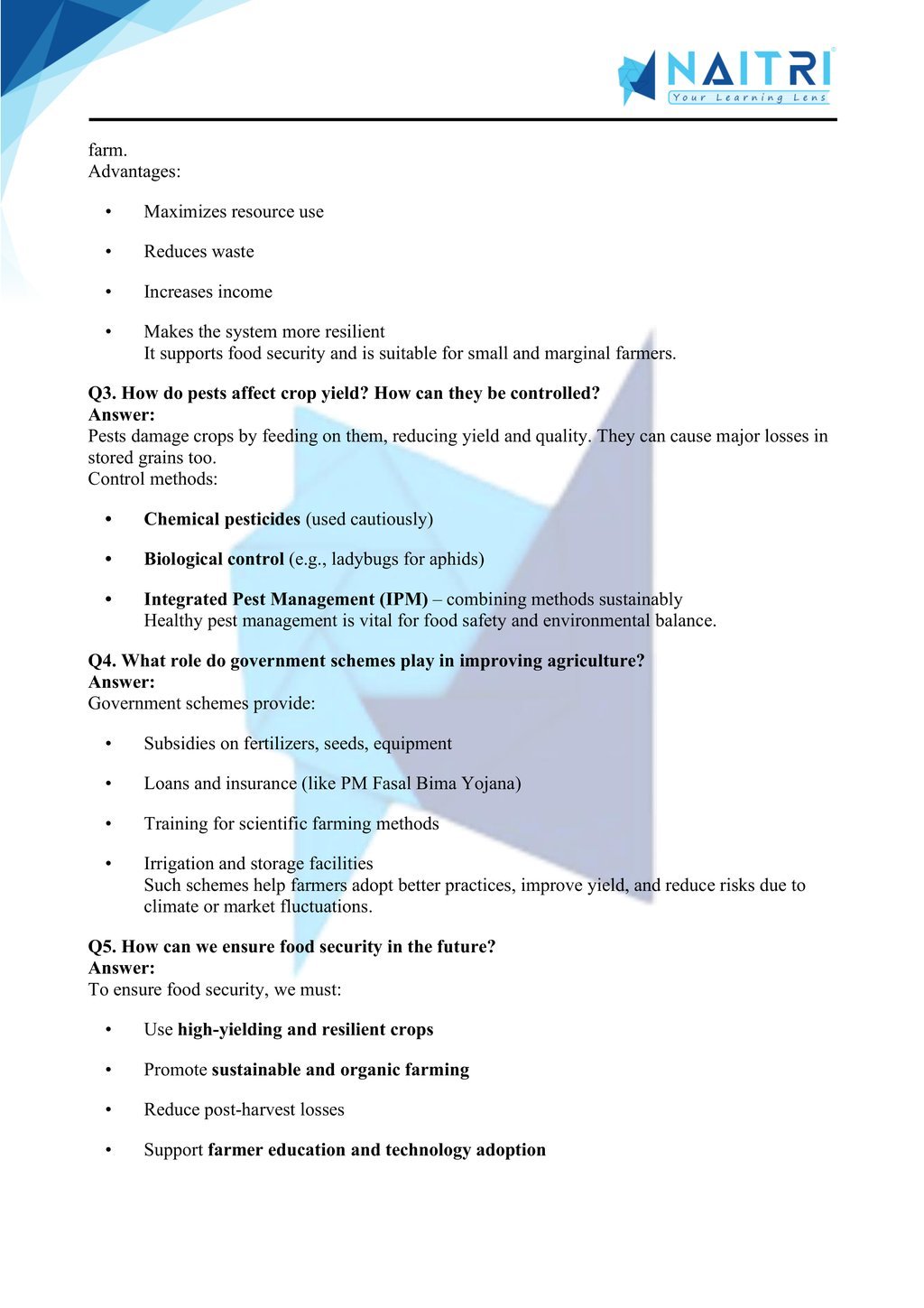 ncert solutions for class 9 science chapter 12 - Improvement in Food resources part 7