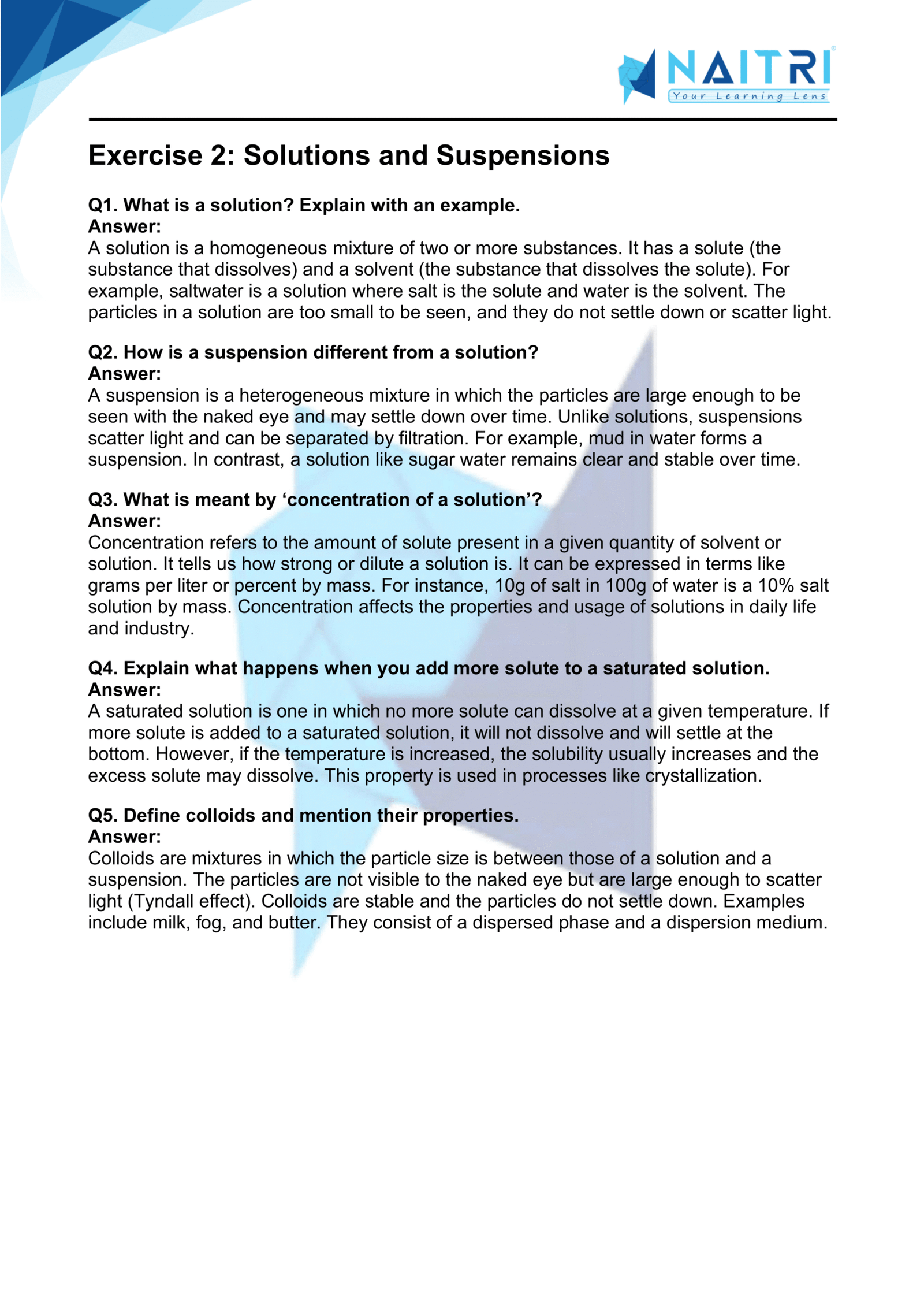 ncert solutions for class 9 science chapter 2 - Is matter around us pure part 2