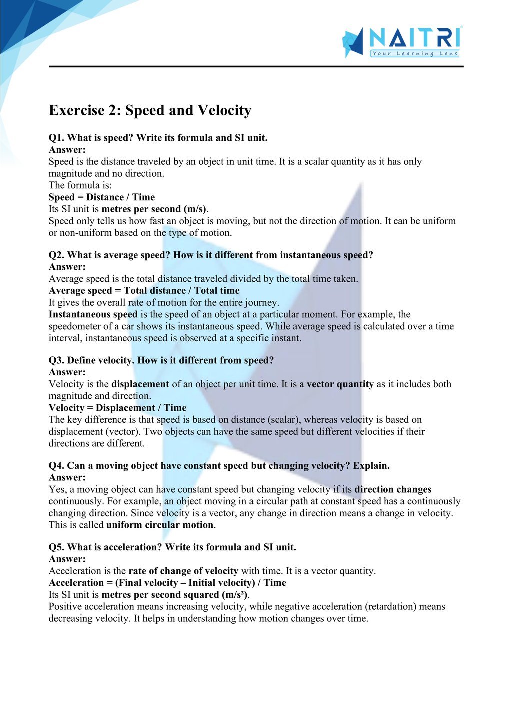 ncert solutions for class 9 science chapter 7 - Motion part 2