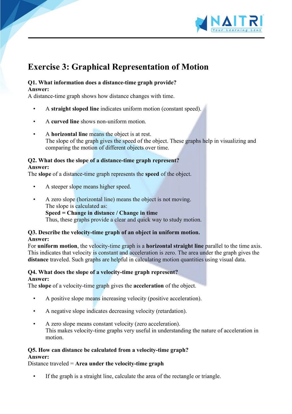 ncert solutions for class 9 science chapter 7 - Motion part 3