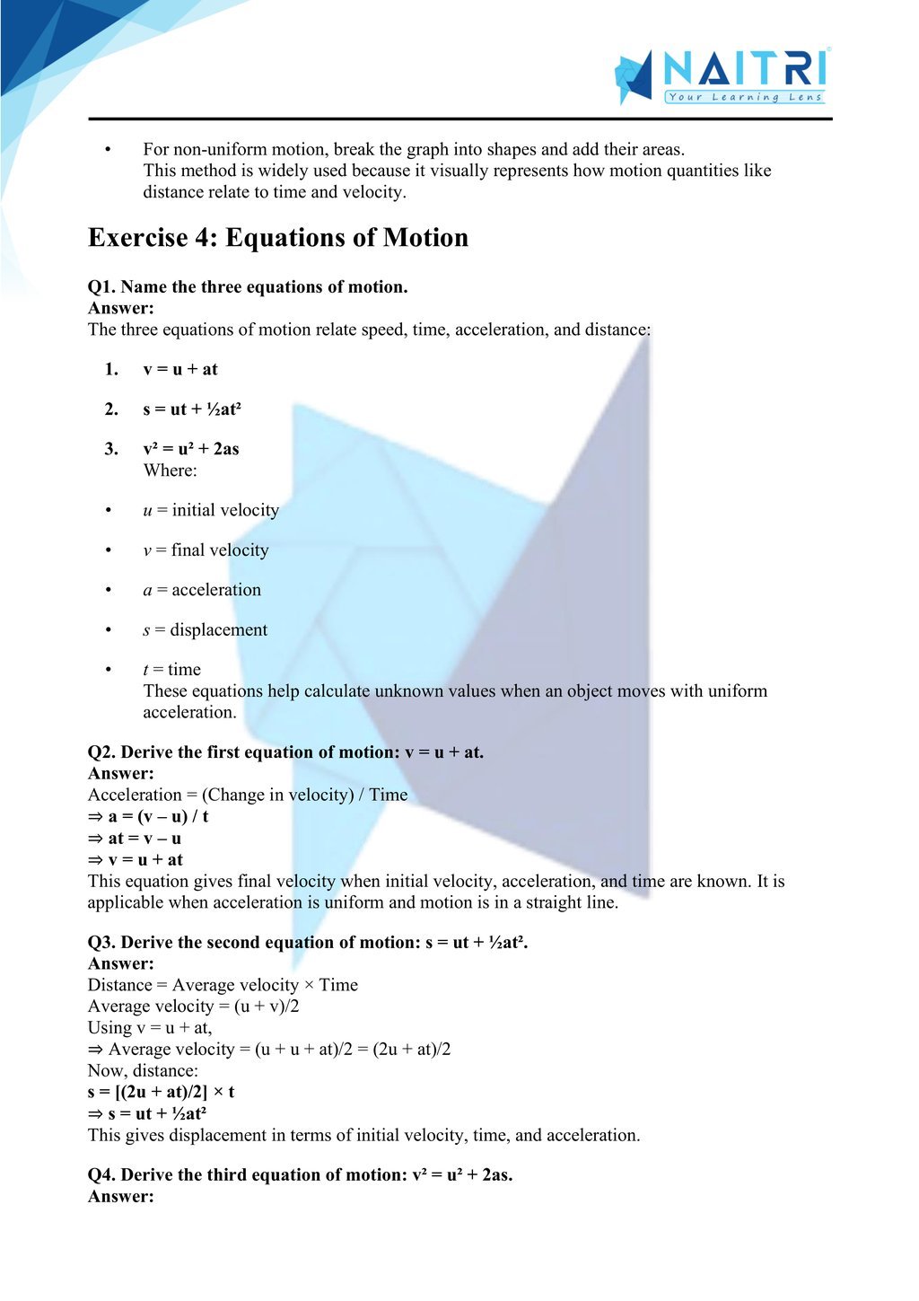 ncert solutions for class 9 science chapter 7 - Motion part 4