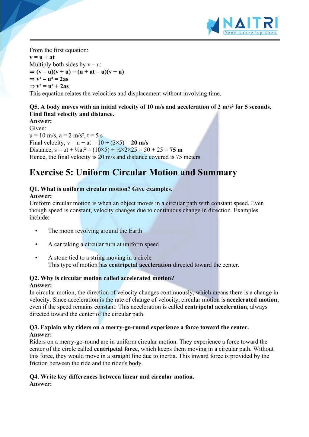 ncert solutions for class 9 science chapter 7 - Motion part 5