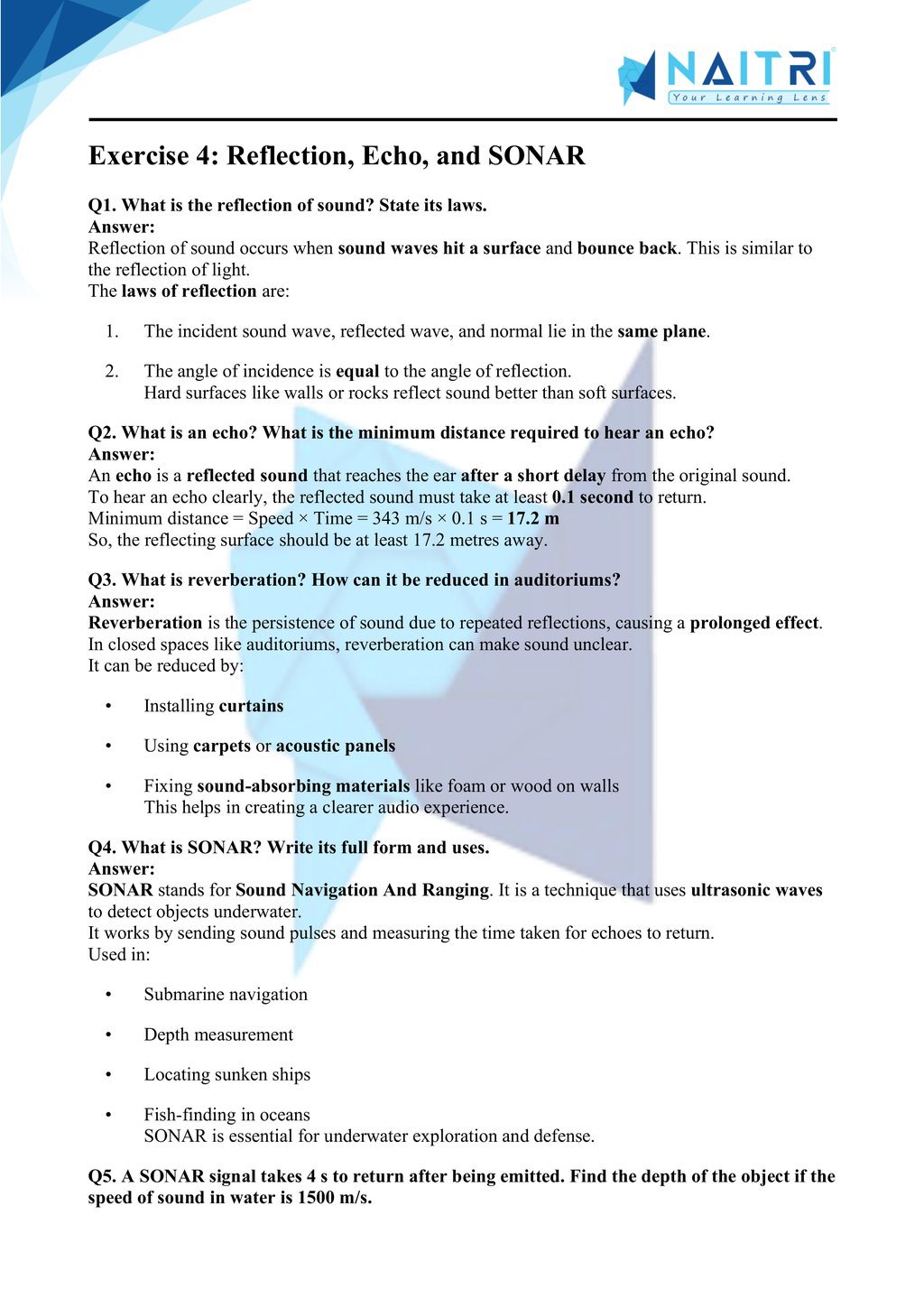 ncert solutions for class 9 science chapter 11 - Sound part 4