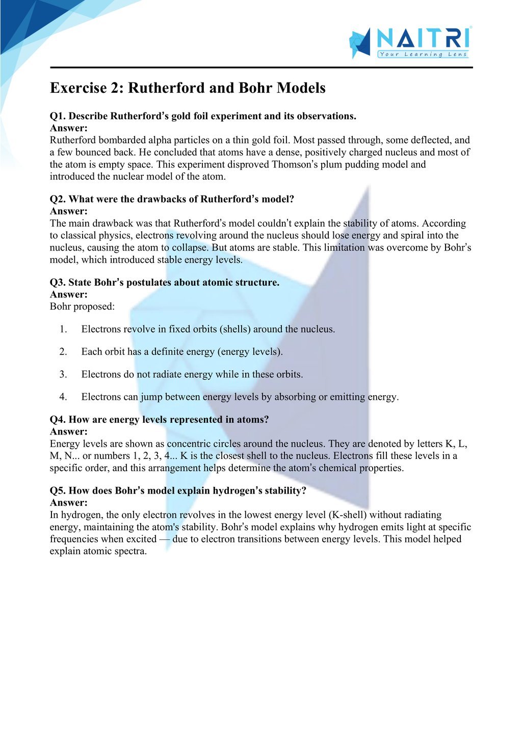 ncert solutions for class 9 science chapter 4 - Structure of the atoms part 2
