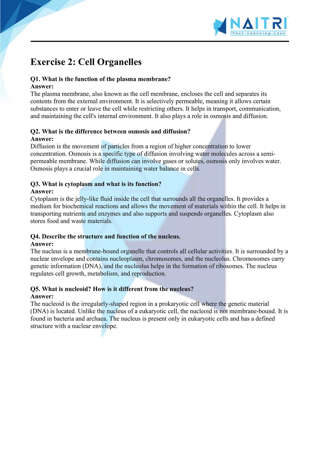 ncert solutions for class 9 science chapter 5 -The fundamental unit of life part 2