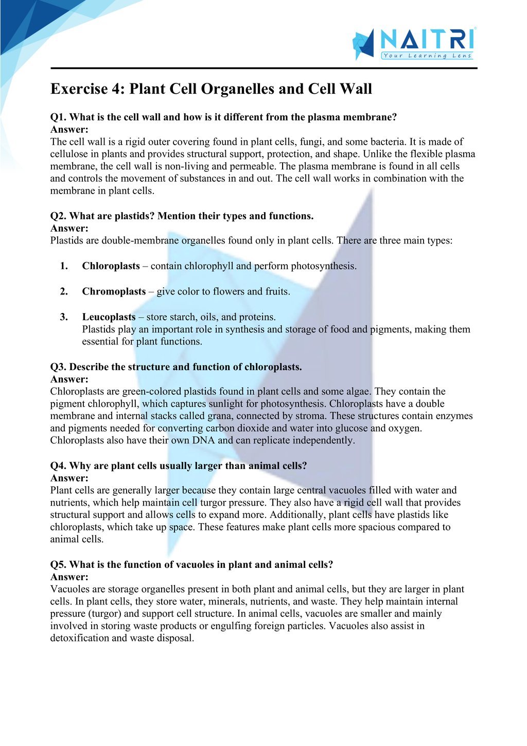 ncert solutions for class 9 science chapter 5 -The fundamental unit of life part 4