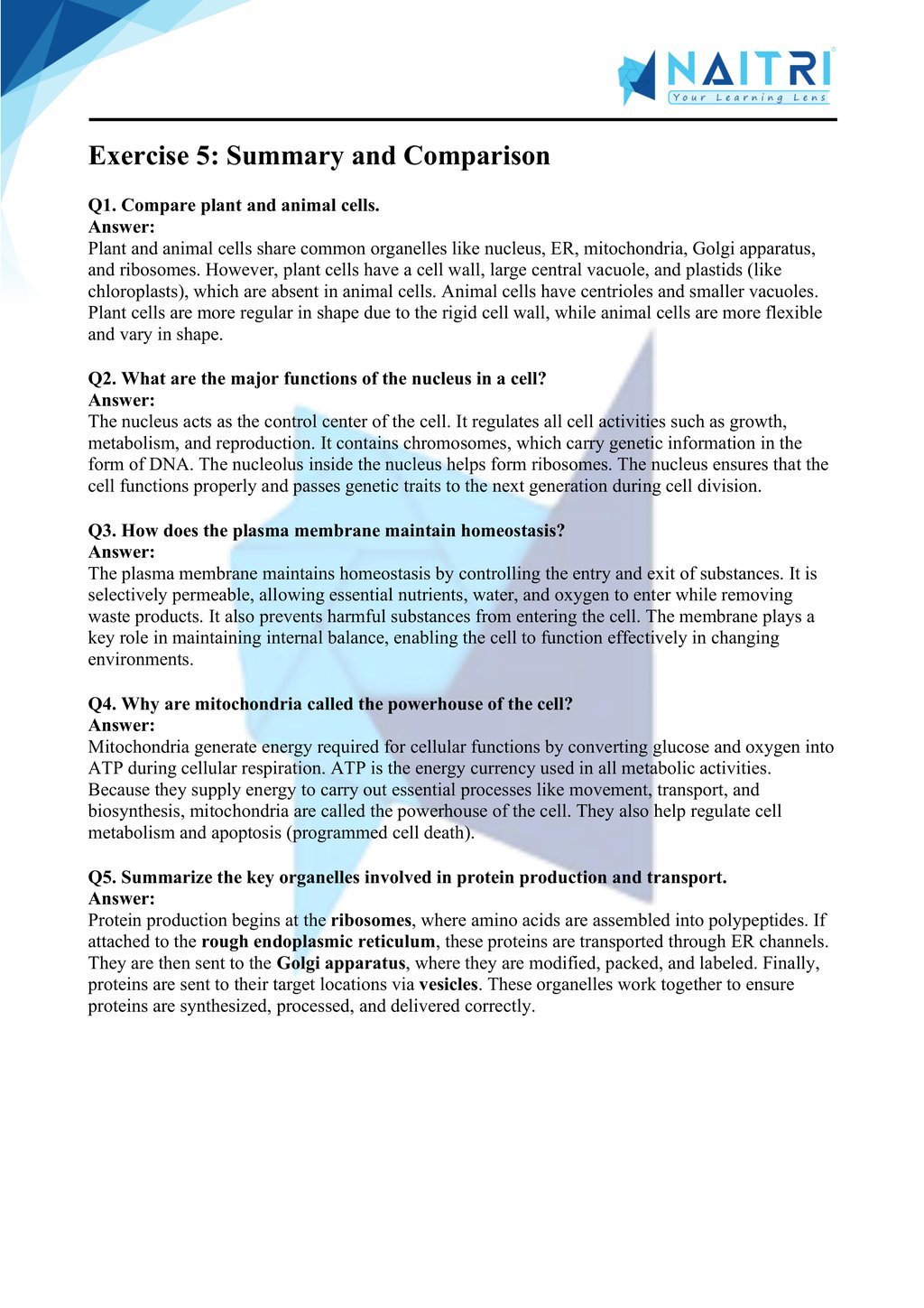 ncert solutions for class 9 science chapter 5 -The fundamental unit of life part 5