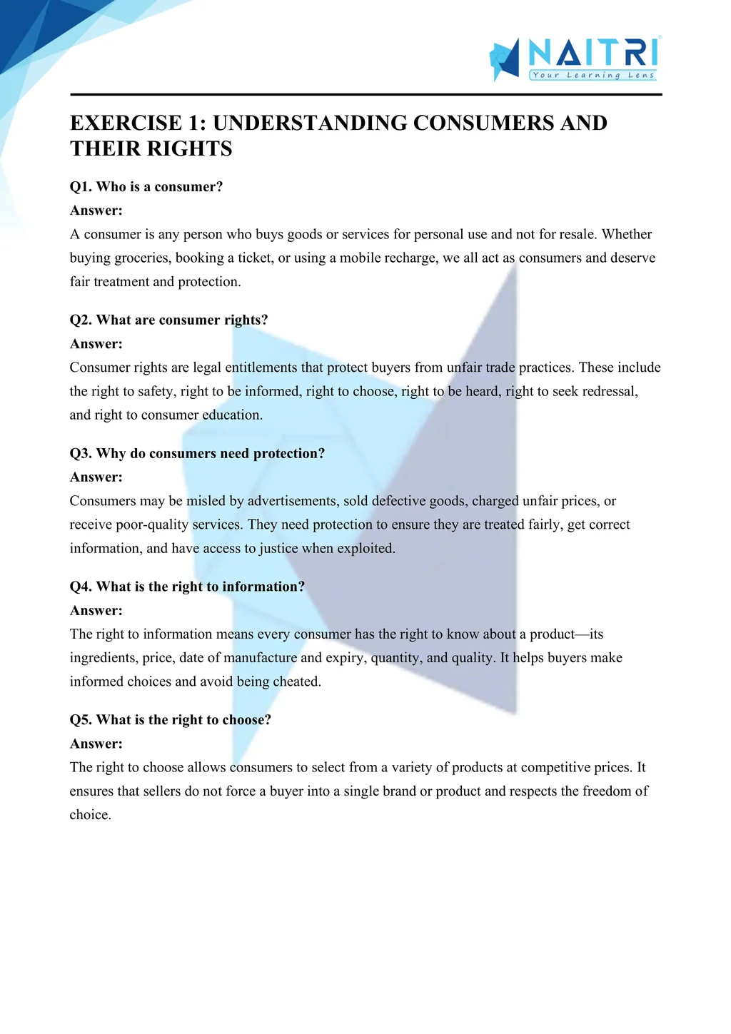 Mp Board solutions for class 10 economics chapter 5 - consumer rights part 1
