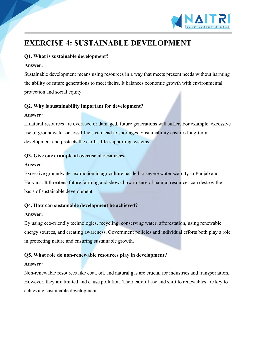 Mp Board solutions for class 10 economics chapter 1 - development part 4