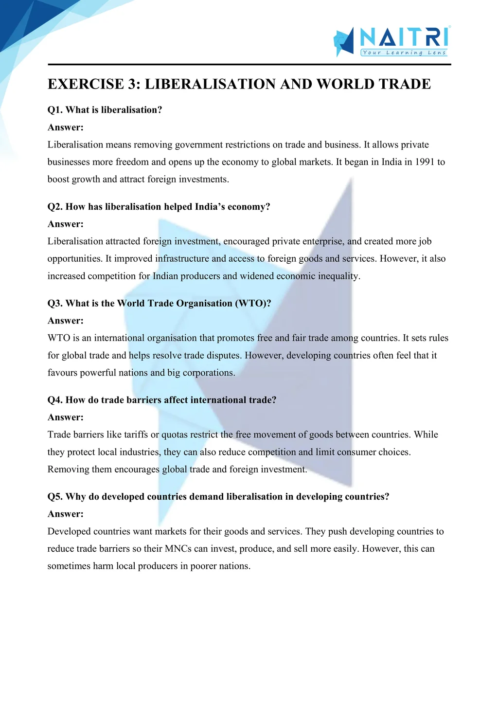 Mp Board solutions for class 10 economics chapter 4 - globalisation of the indian economy part 3