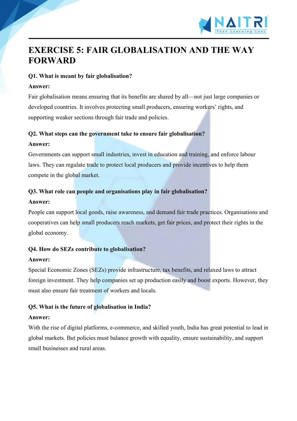 Mp Board solutions for class 10 economics chapter 4 - globalisation of the indian economy part 5