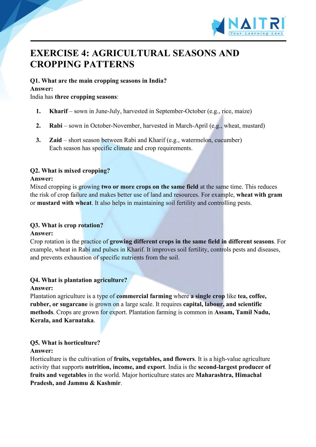 Mp Board solutions for class 10 geography chapter 4 - agriculture part 4