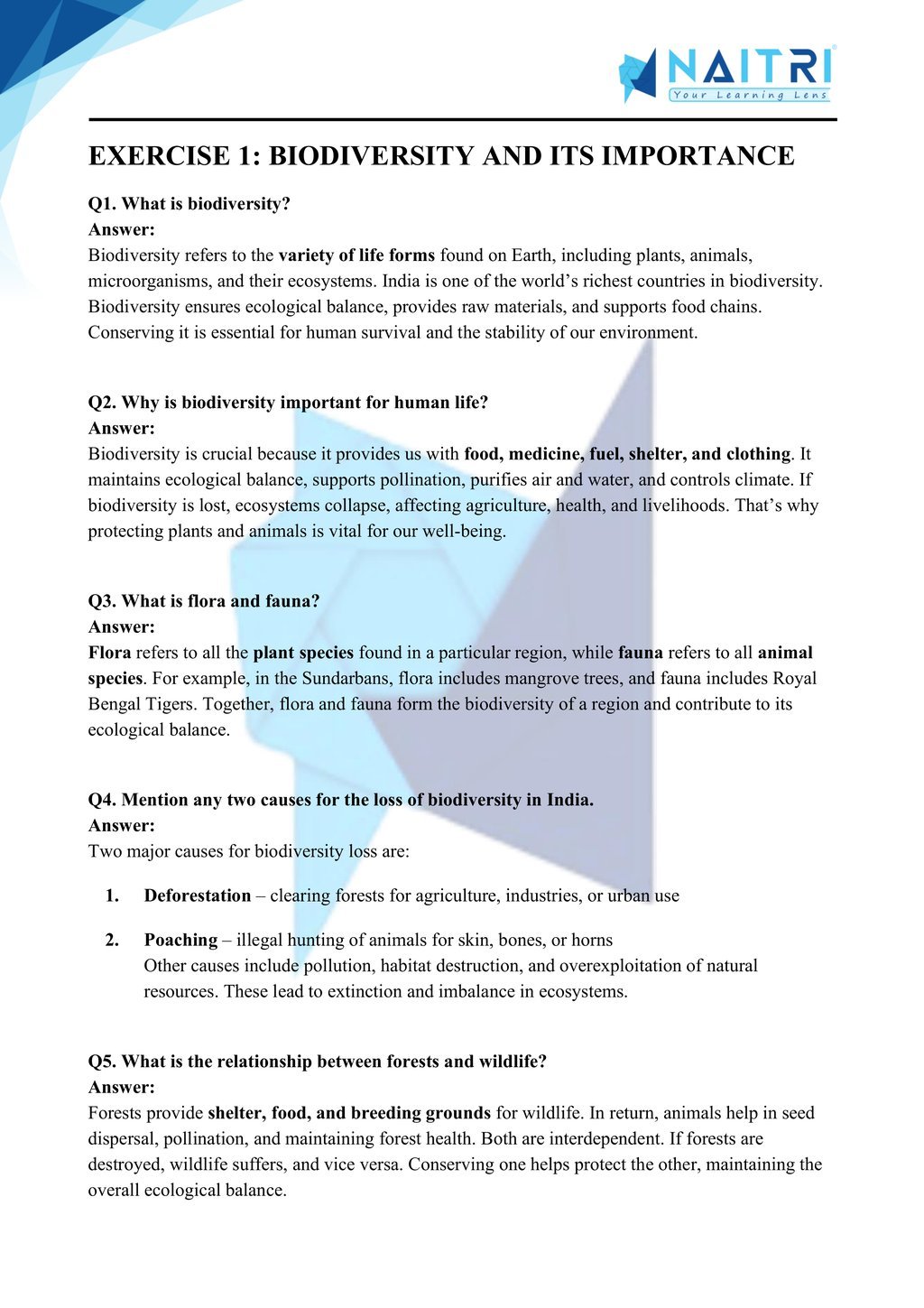 Mp Board solutions for class 10 geography chapter 1 - forest and wildlife  resources part 1