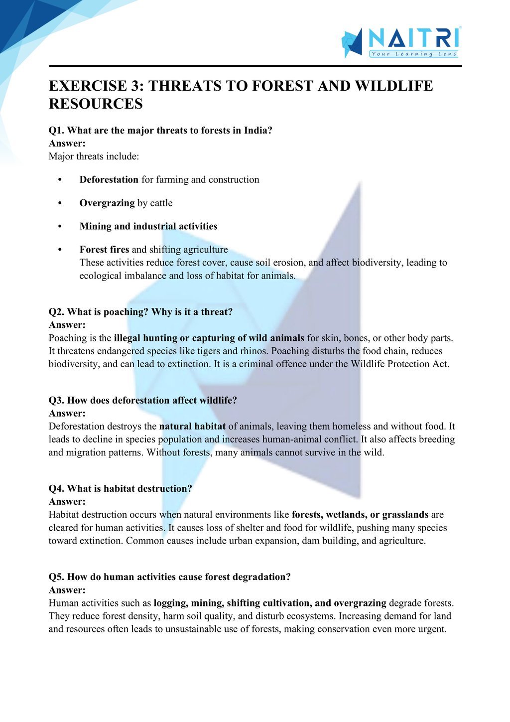 Mp Board solutions for class 10 geography chapter 1 - forest and wildlife  resources part 3