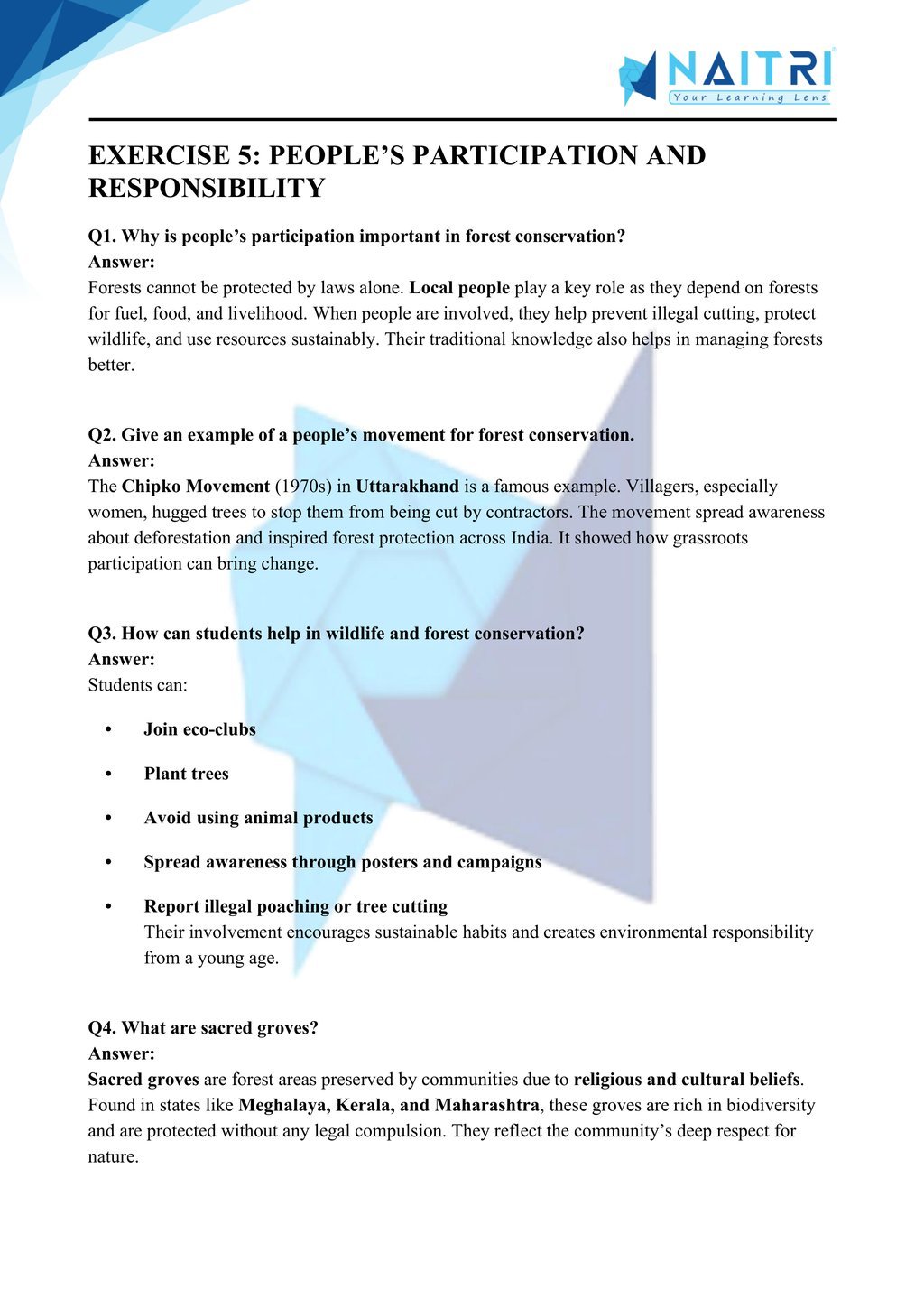 Mp Board solutions for class 10 geography chapter 1 - forest and wildlife  resources part 5