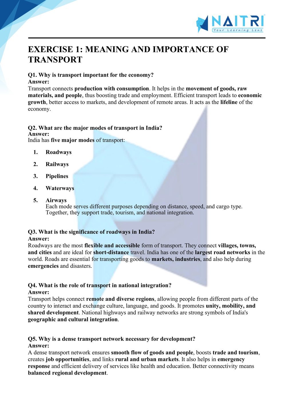 Mp Board solutions for class 10 geography chapter 7 - lifelines of national economy part 1