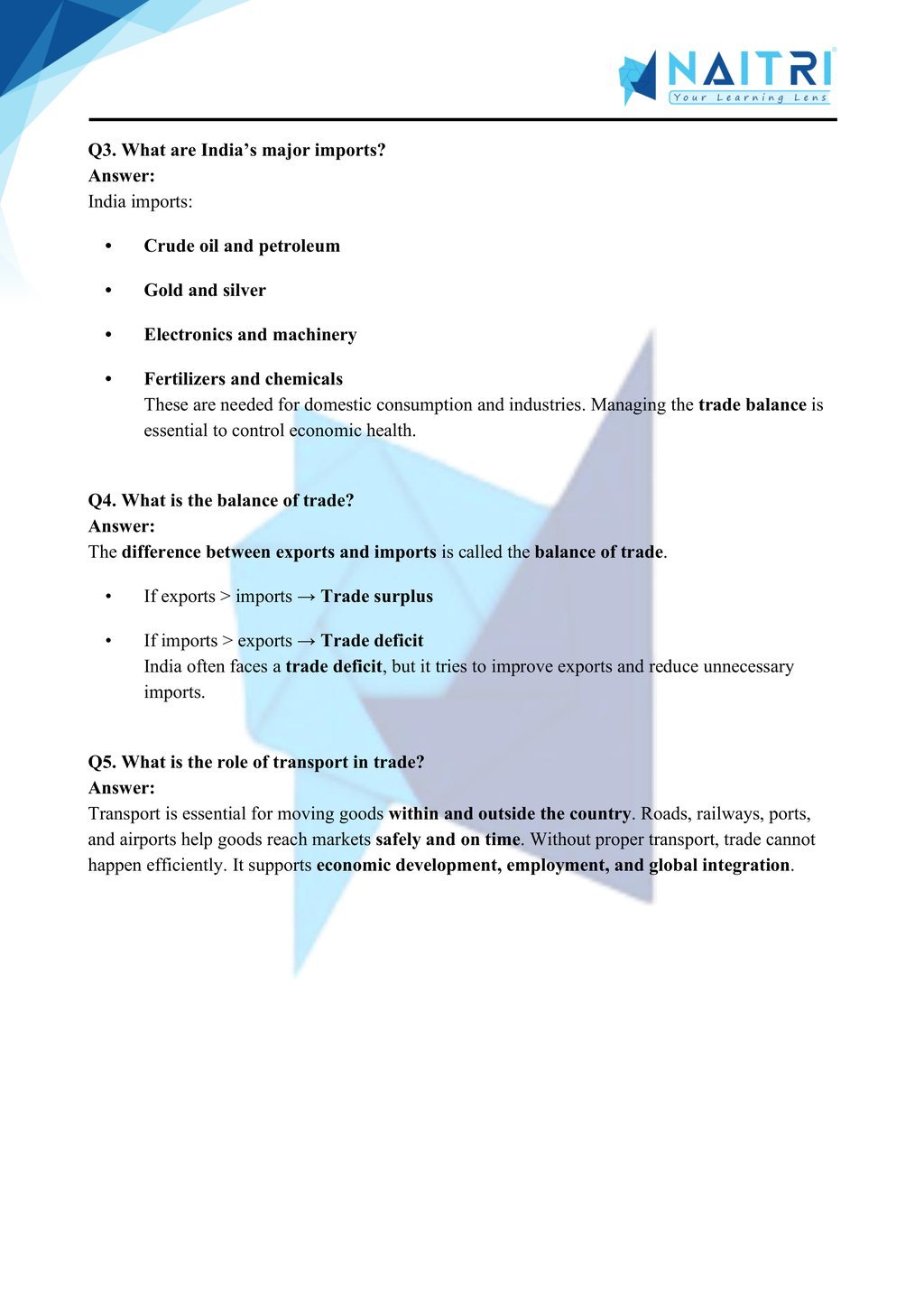 Mp Board solutions for class 10 geography chapter 7 - lifelines of national economy part 5