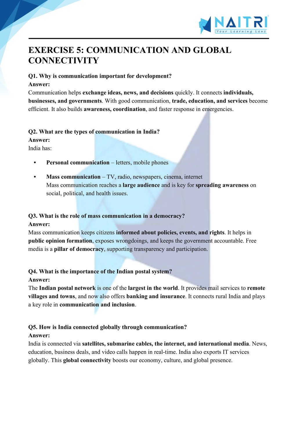 Mp Board solutions for class 10 geography chapter 7 - lifelines of national economy part 6