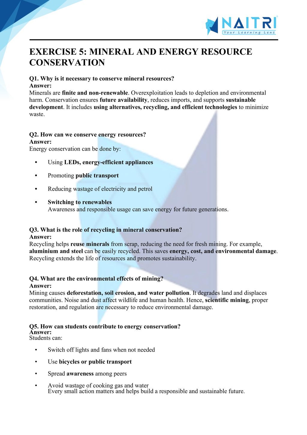 Mp Board solutions for class 10 geography chapter 5 - minerals and energy resources part 5