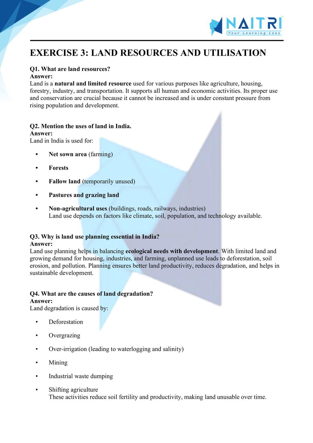 Mp Board solutions for class 10 geography chapter 1 - resources and development part 3