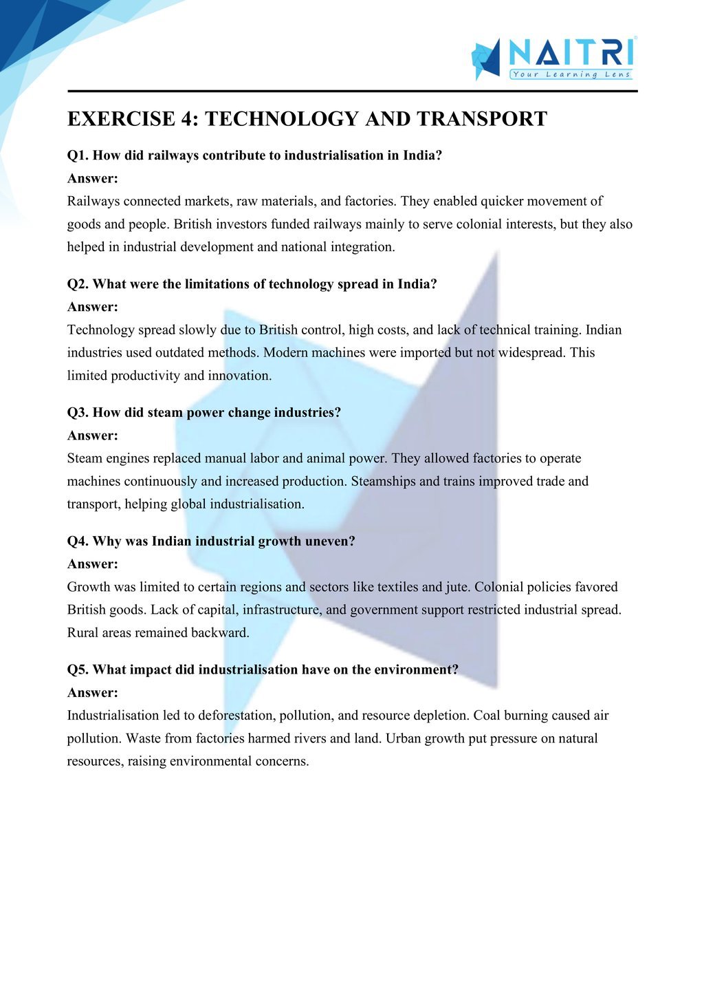 Mp Board solutions for class 10 history chapter 4 - the age of industrialisation part 4