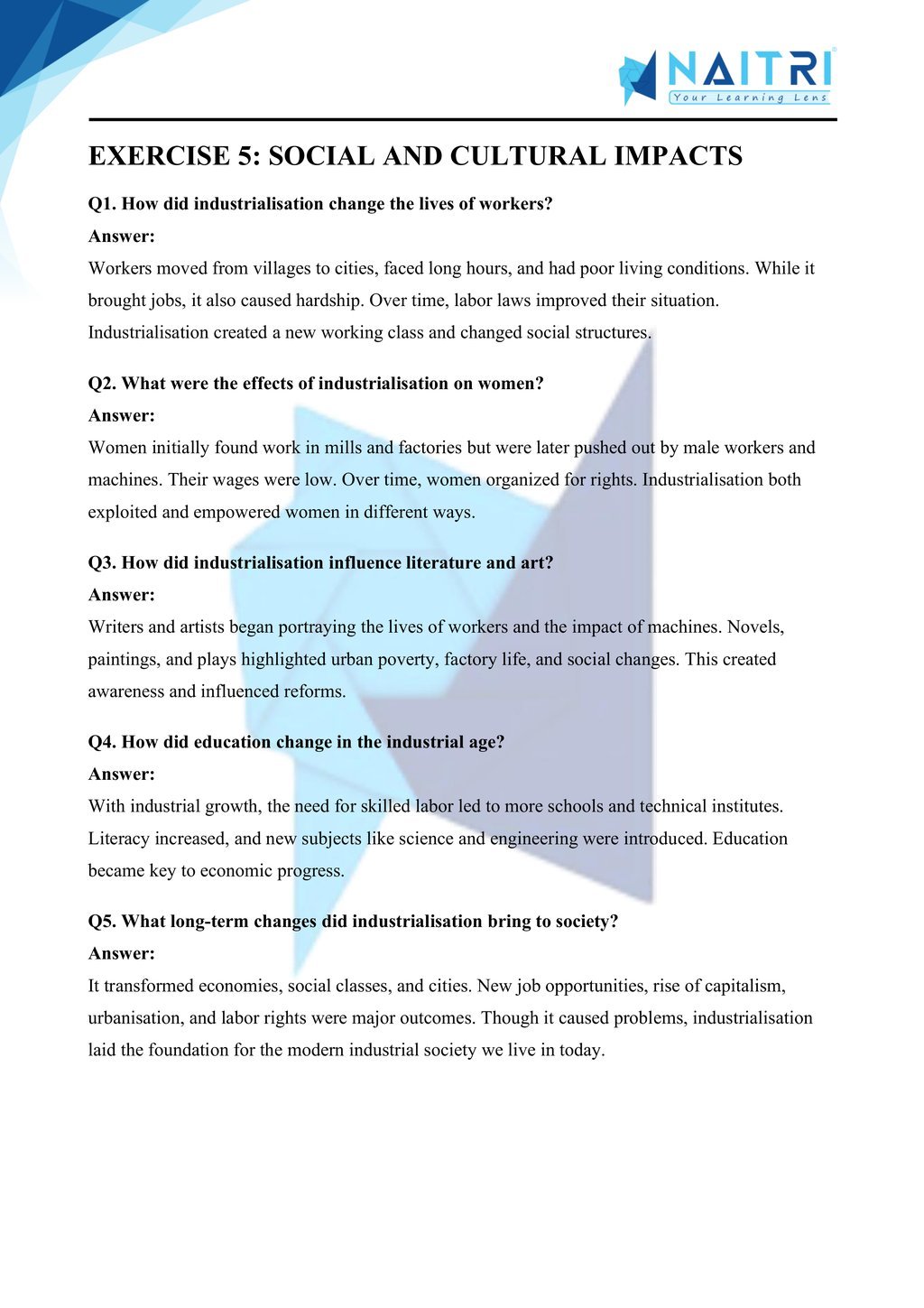 Mp Board solutions for class 10 history chapter 4 - the age of industrialisation part 5