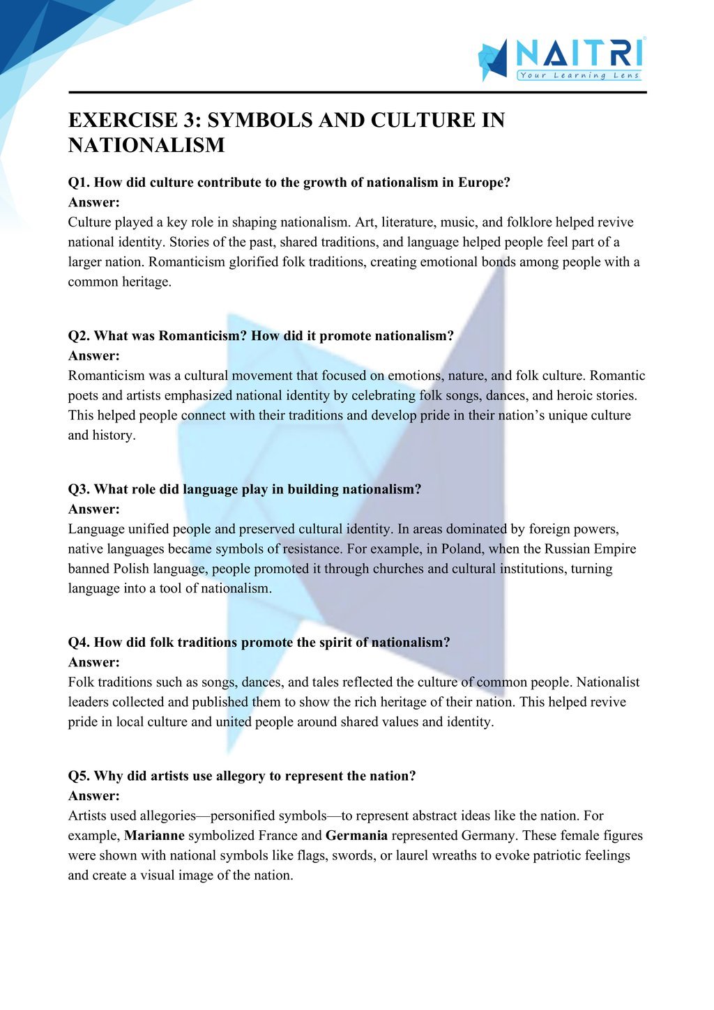 Mp Board solutions for class 10 history chapter 1 - the rise of nationalism in europe part 3