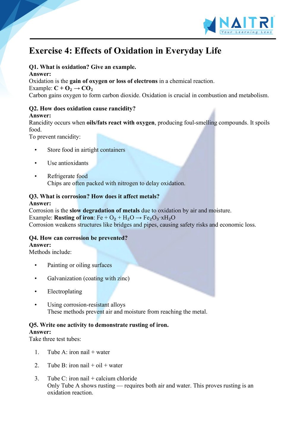 Mp Board solutions for class 10 science chapter 1 - chemical reactions and equations part 4