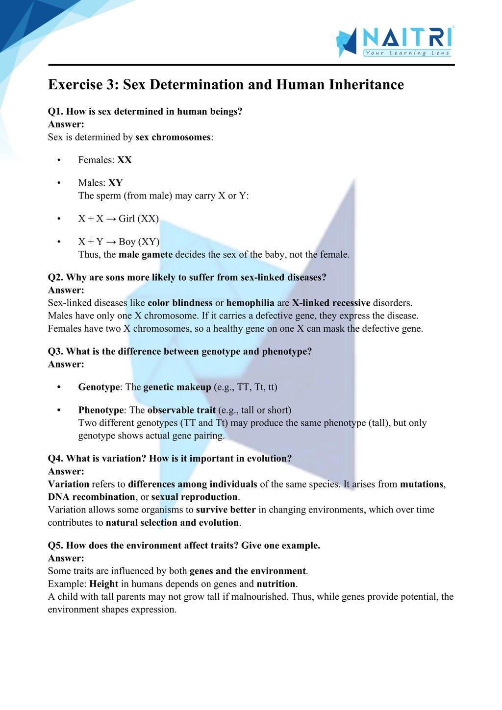Mp Board solutions for class 10 science chapter 8 - heredity part 3