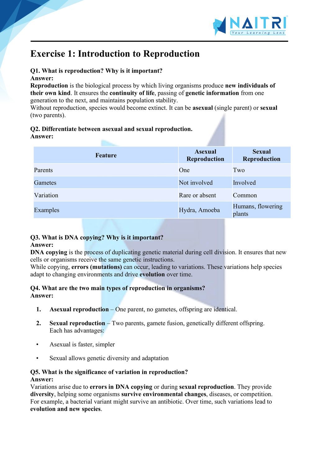Mp Board solutions for class 10 science chapter 7 - how do organisms reproduce part 1