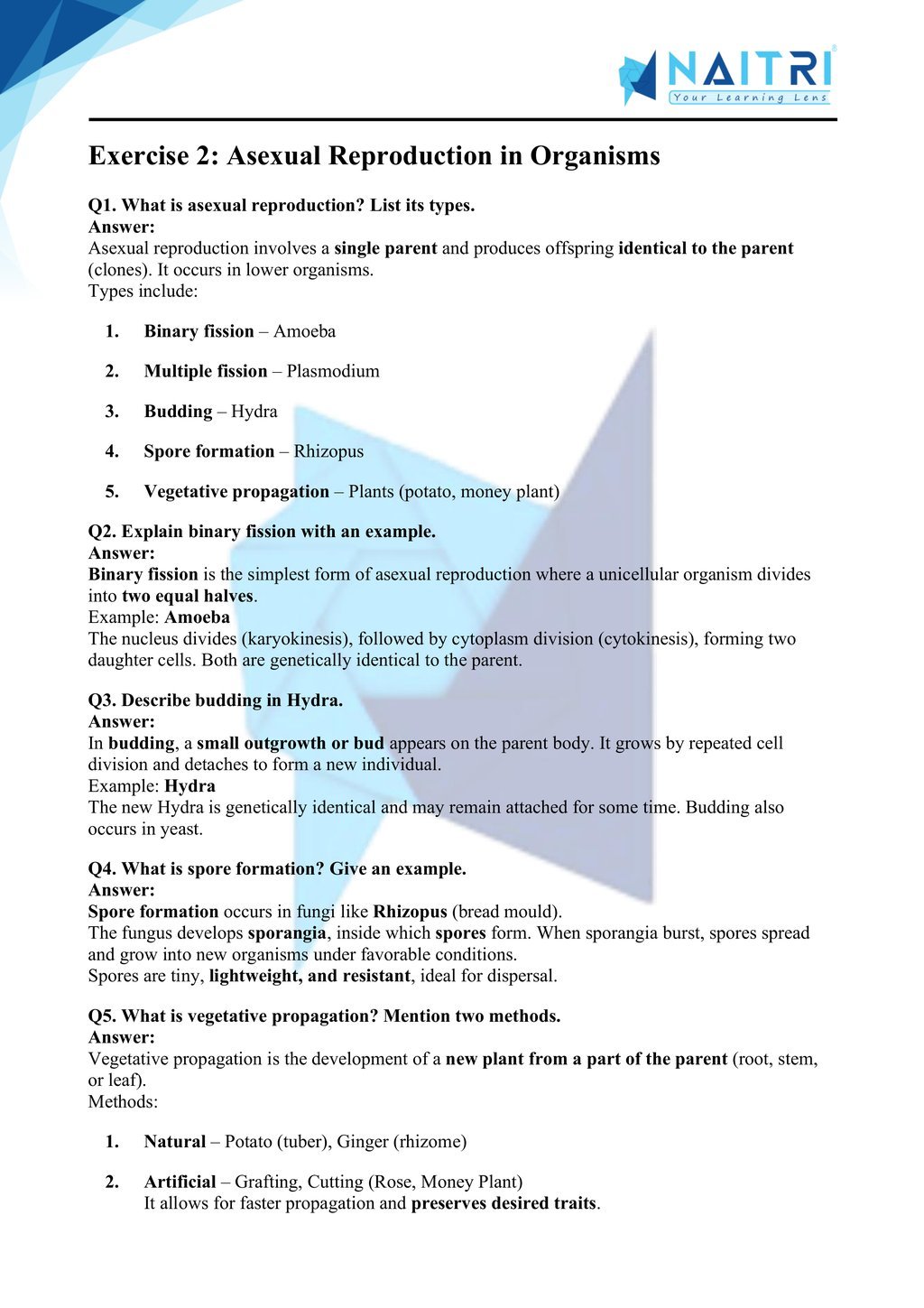 Mp Board solutions for class 10 science chapter 7 - how do organisms reproduce part 2