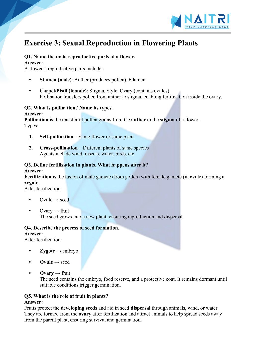 Mp Board solutions for class 10 science chapter 7 - how do organisms reproduce part 3