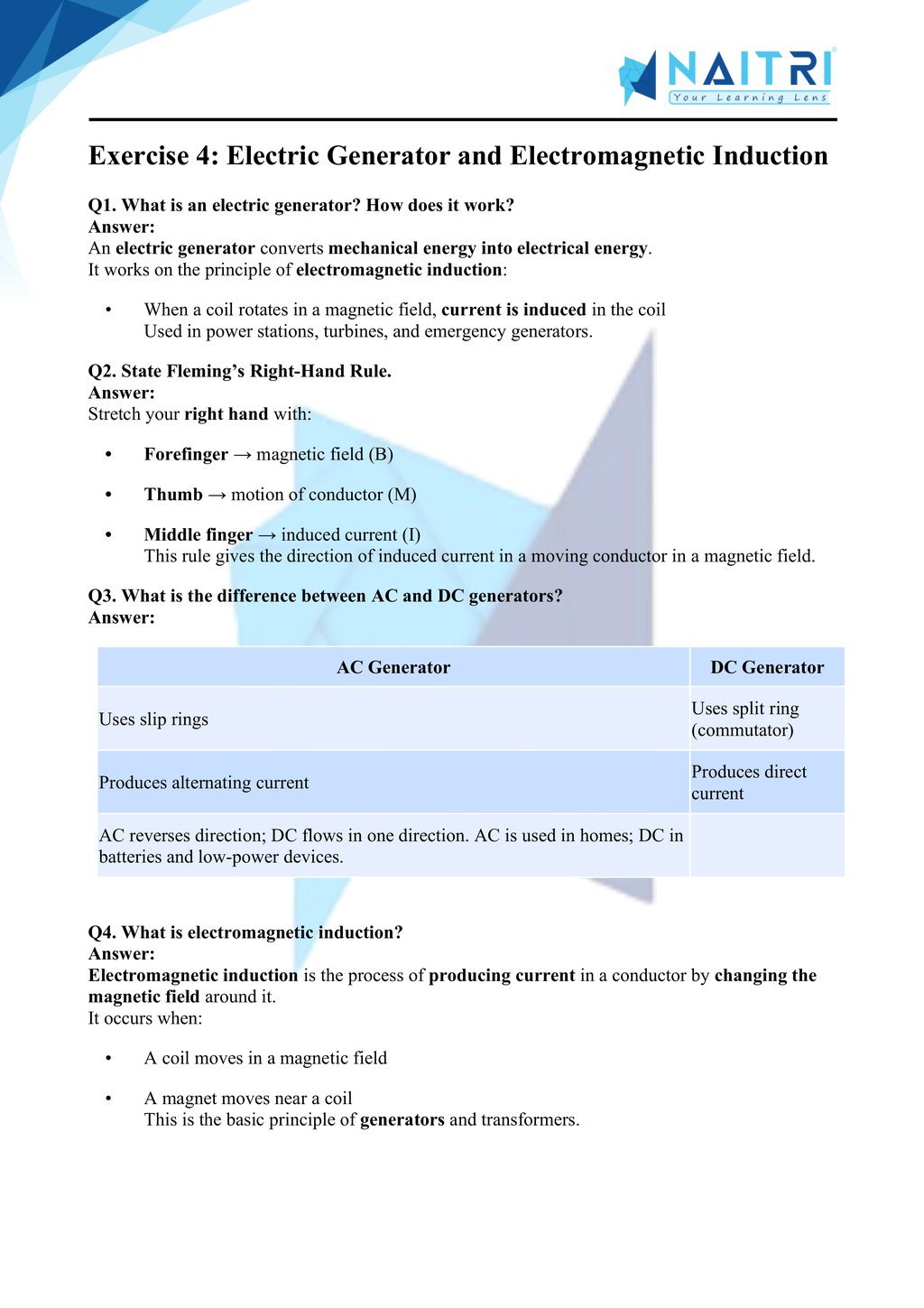 Mp Board solutions for class 10 science chapter 12 - magnetic effects of electric current part 5