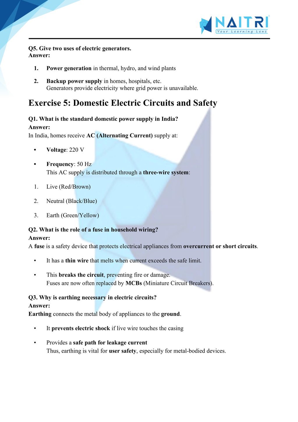 Mp Board solutions for class 10 science chapter 12 - magnetic effects of electric current part 5