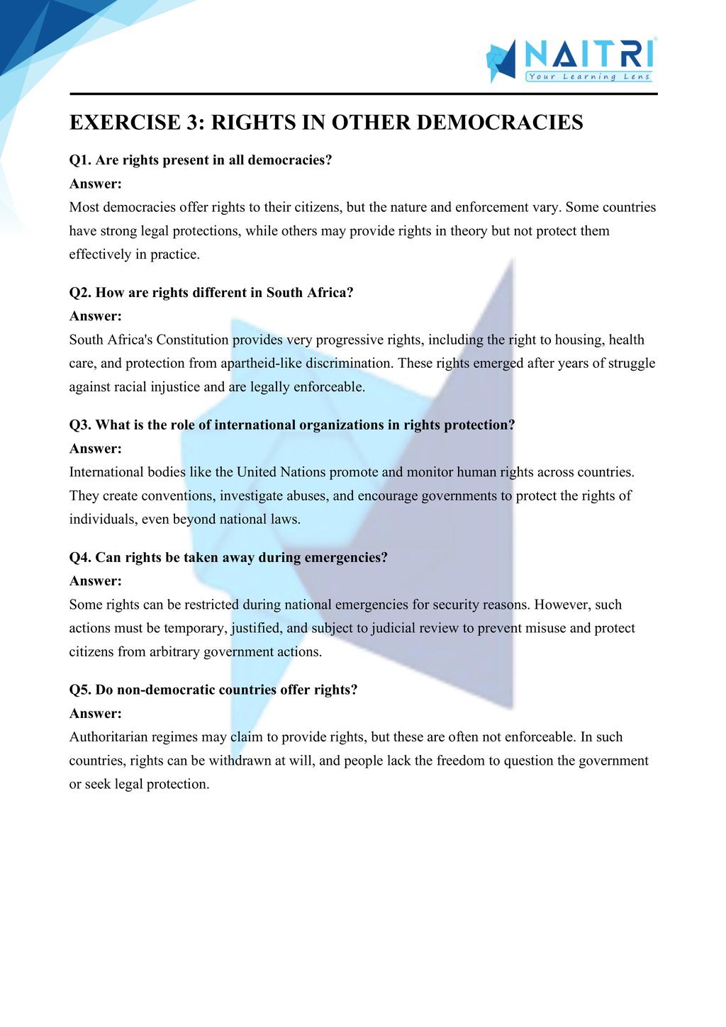 Mp Board solutions for class 9 civics chapter 5 - democratic rights part 3