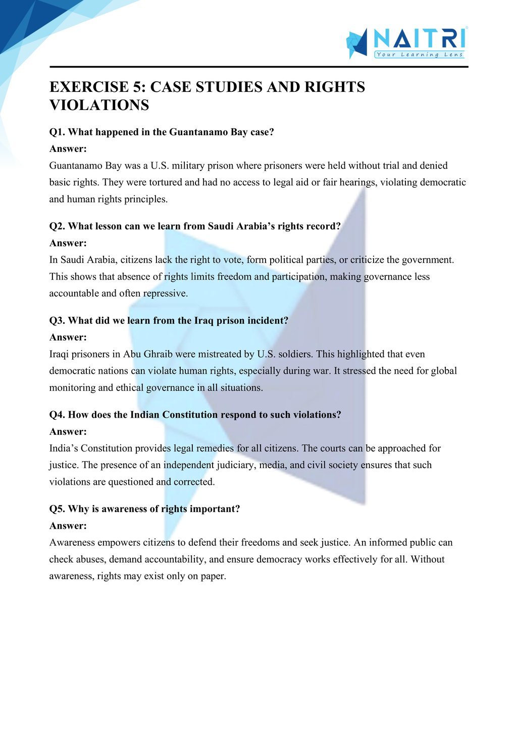 Mp Board solutions for class 9 civics chapter 5 - democratic rights part 5