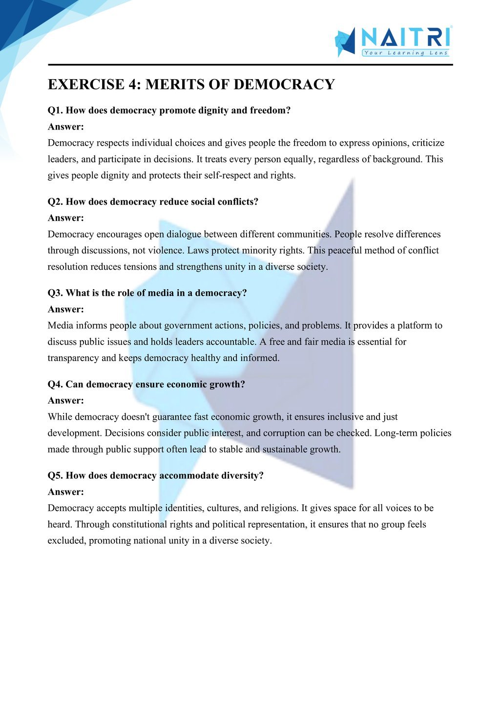 Mp Board solutions for class 9 civics chapter 1 - what is democracy? why is democracy? part 4