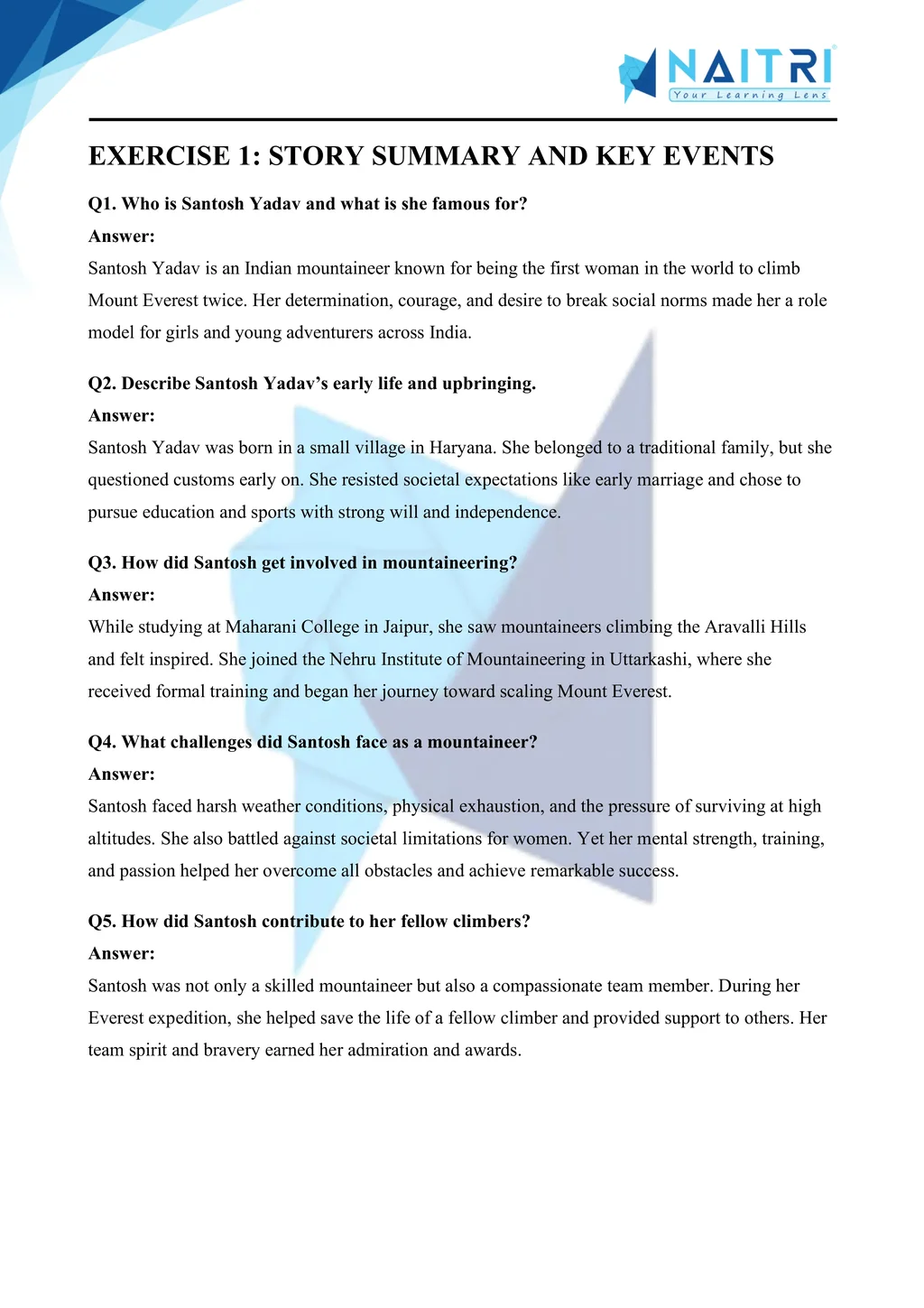 Mp Board solutions for class 9 english beehive chapter 7 - reach for the top part 1