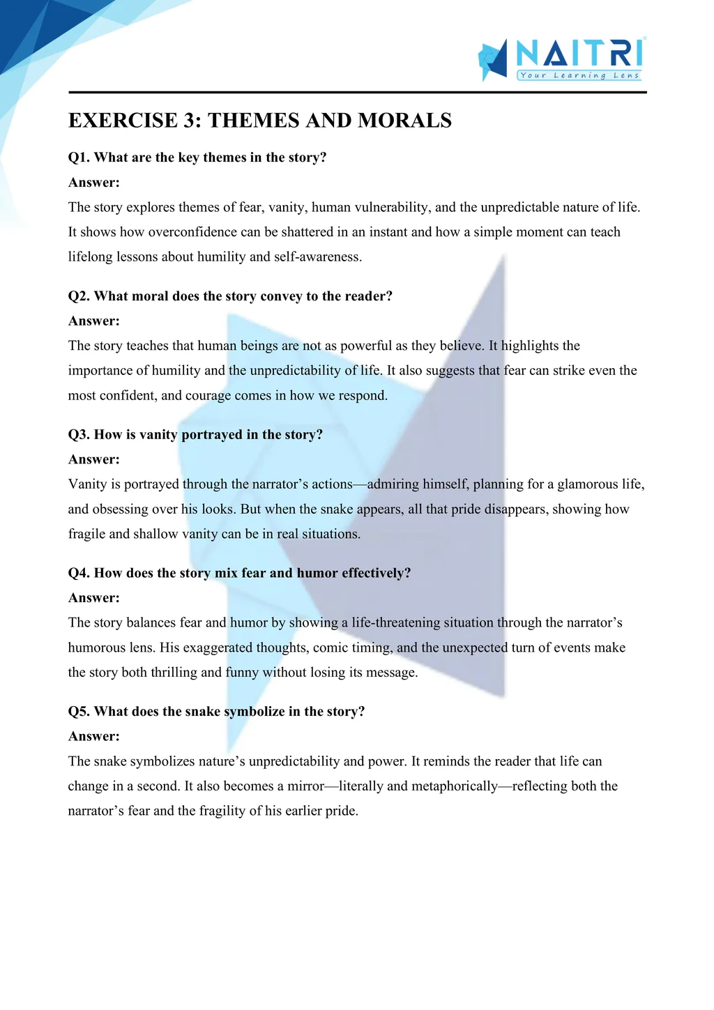 Mp Board solutions for class 9 english beehive chapter 5 - the snake and the mirror part 3