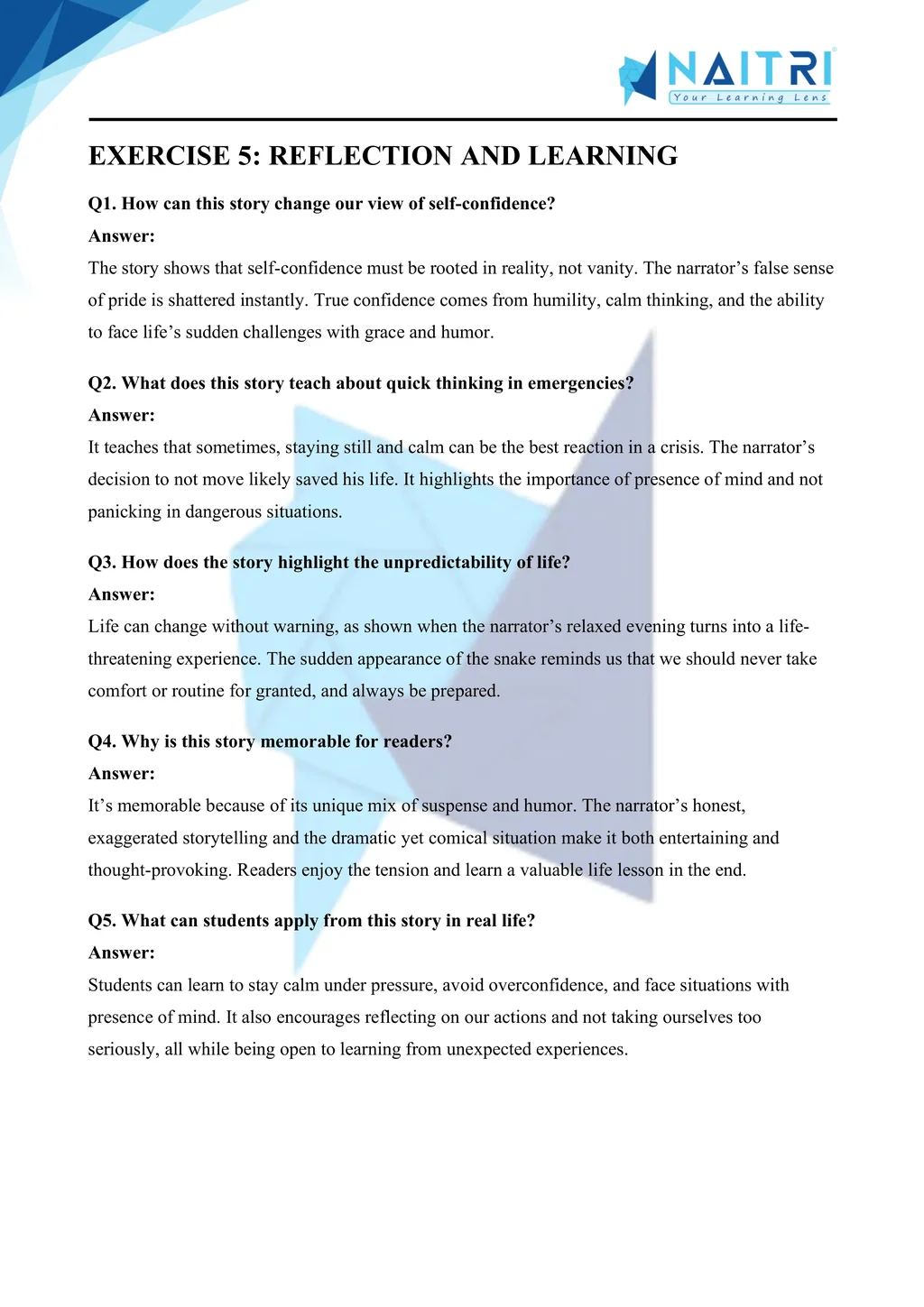 Mp Board solutions for class 9 english beehive chapter 5 - the snake and the mirror part 5