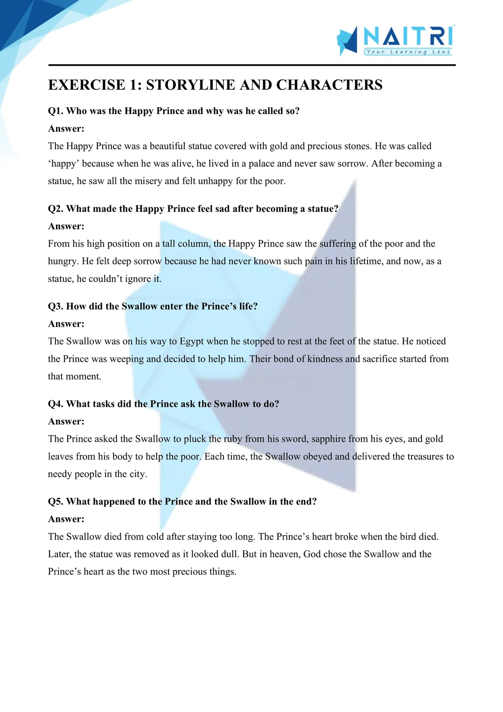 Mp Board solutions for class 9 english moments chapter 5 - the happy prince part 1
