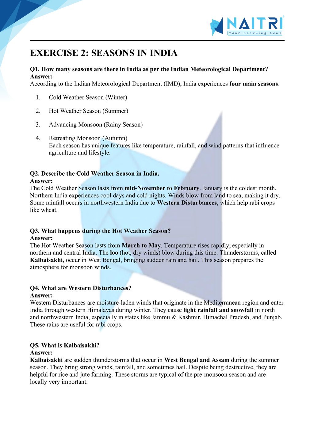 Mp Board solutions for class 9 geography chapter 4 - climate part 2